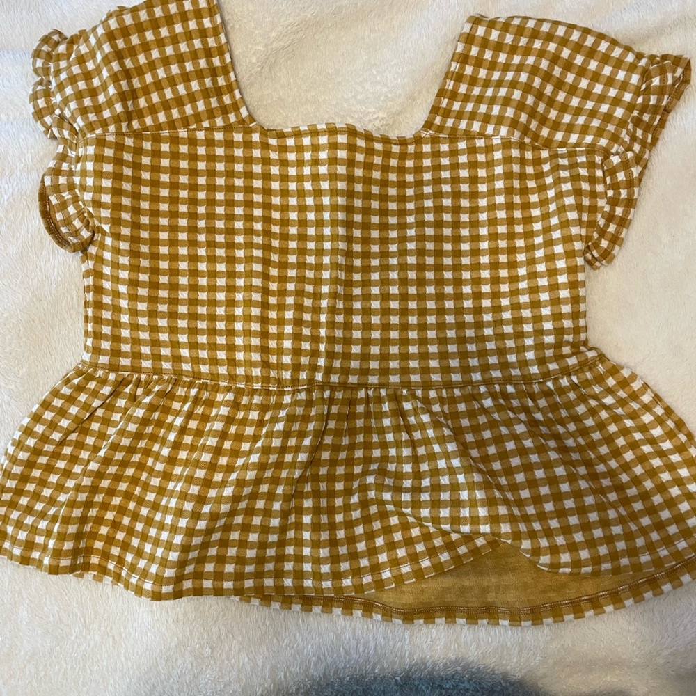 Madewell Gingham knit ruffle hem top